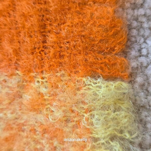 Vibrant Mohair/Wool Scarf Red Green Orange Yellow - Picture 3 of 10